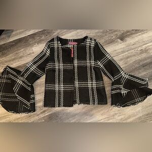 Nwt Tweed Black White Bell Sleeve Jackie O Style Jacket Small
